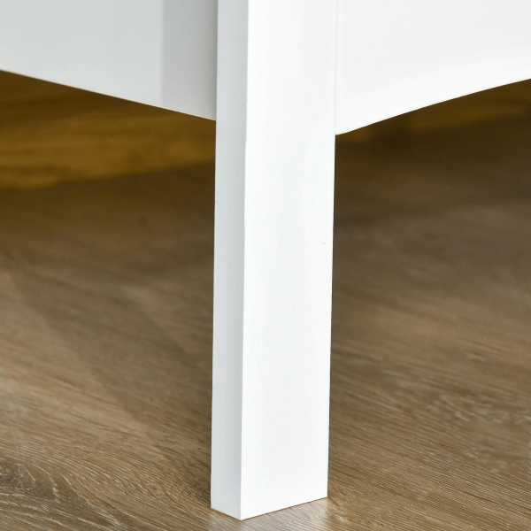 HOMCOM Aparador de Cozinha Armário Buffet com 2 Armários Porta de Vidro Prateleira Interior Ajustável e 4 Gavetas para Sala de Jantar Sala de Estar 136x45x85cm Branco - Image 8
