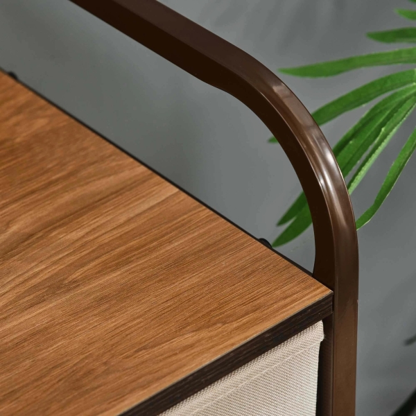 HOMCOM Cómoda de Tecido com 5 Cestos Removíveis e Dobráveis Base Elevada Móvel de Armazenamento para Dormitório Sala de Estar 58x29x99cm Multicor - Image 7