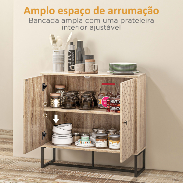 HOMCOM Aparador Sala de Estar com 2 Portas e Prateleiras Armário de Armazenamento Estilo Moderno 80x29,5x80 cm Madeira e Preto - Image 5