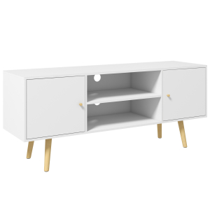 HOMCOM Móvel de TV para Televisores de até 55 Polegadas com 2 Portas 2 Prateleiras de Armazenamento 120x34x50cm Branco
