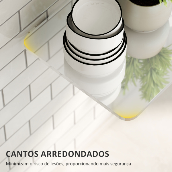 HOMCOM Conjunto de 2 Mesas Dobráveis de Parede Secretárias Flutuantes para Espaços Pequenos Mesas Rebatíveis Branco Brilhante - Image 6