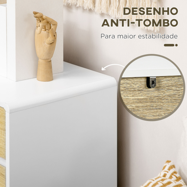 HOMCOM Cómoda com 4 Gavetas de Madeira com Pés Elevados para Sala de Estar Dormitório Escritório 80x40x79,5cm Carvalho e Branco - Image 6
