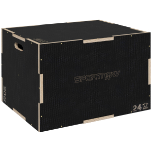 SPORTNOW Caixa Pliométrica com 3 Alturas Diferentes para Treino de Força em Casa Ginásio CrossFit Carga 120 kg 61x51x41 cm Preto