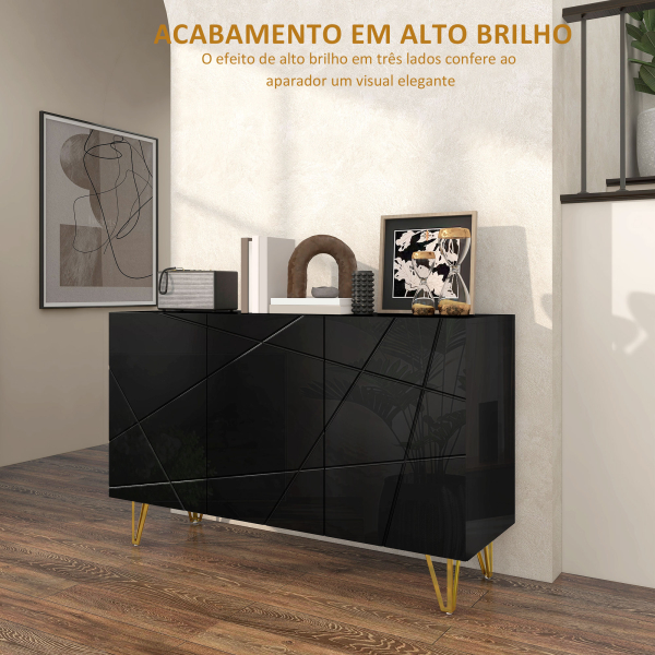 HOMCOM Aparador para Sala Aparador de Entrada com 3 Portas e Prateleiras Ajustáveis para Cozinha Sala 120x40x75 cm Preto - Image 5