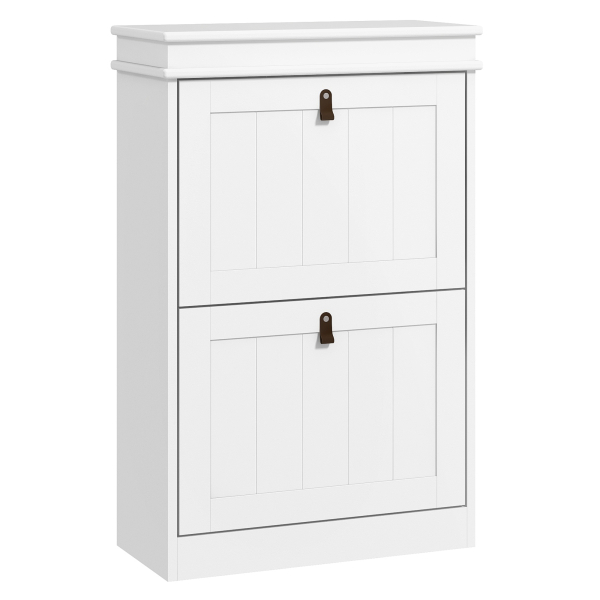 HOMCOM Móvel Sapateira Branco Sapateira Estreita com 2 Portas e Prateleira Ajustável para 10 Pares de Sapatos 54x24x82,5 cm Branco
