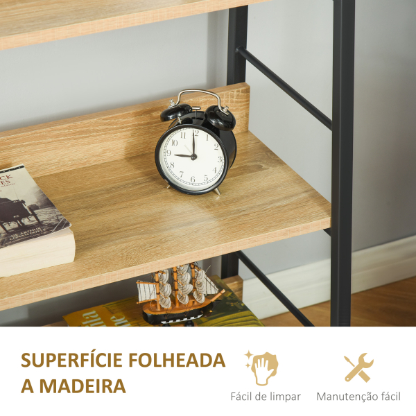 HOMCOM Estante de Estilo Industrial com 5 Níveis Estante de Sala de Estar para Livros com Estrutura de Metal 70x35x149,5 cm Natural - Image 6