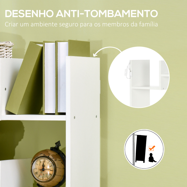 HOMCOM Estante para Livros de 6 Níveis Estante com 11 Compartimentos Abertos Anti-Tombo 61x21,6x162,6cm Branco - Image 6