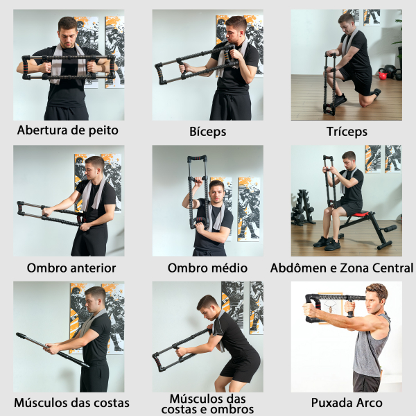 SPORTNOW Expansor de Peito Ajustável Extensor para Musculação com Resistência Ajustável 10-80 kg para Treino  Preto - Image 5