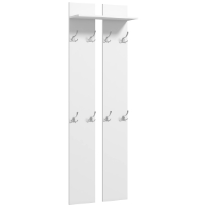 HOMCOM Móvel Cabide de Entrada de Parede Móvel de Entrada Moderno com 8 Ganchos e Prateleira  55x21,3x170 cm Branco