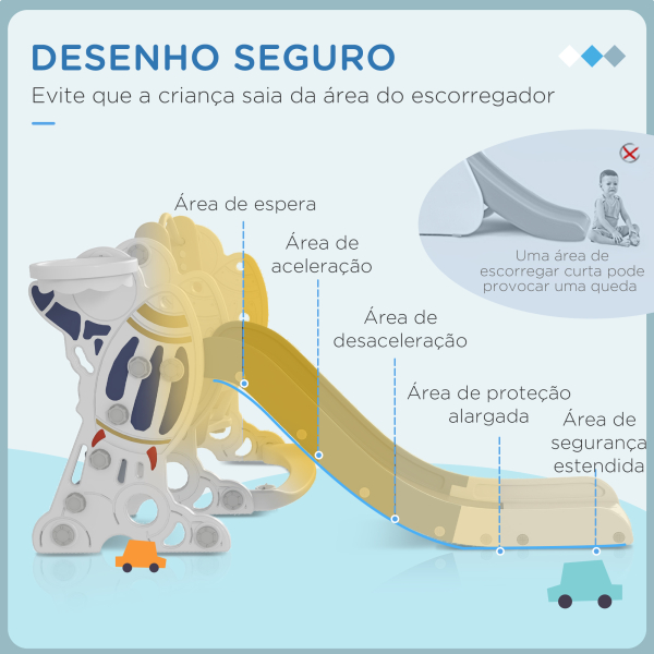 AIYAPLAY Conjunto de Escorregador e Baloiço para Crianças 3 em 1 Baloiço para Crianças de 18-48 Meses Escorregador e Cesto de Basquetebol 150x185x92 cm Branco e Azul - Image 5