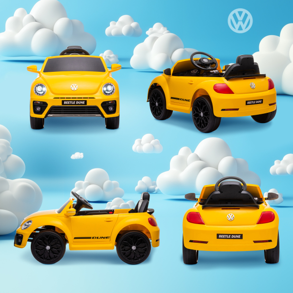 AIYAPLAY Carro Elétrico para Crianças Carro Elétrico Infantil Volkswagen Beetle com Bateria 12V Faróis Buzina e Música 97x56,5x46 cm Amarelo - Image 9