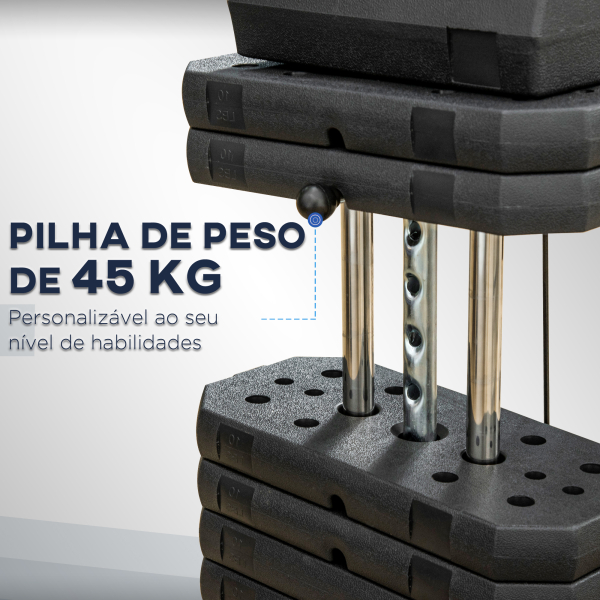 HOMCOM Máquina de Musculação com Placas de Peso de 45 kg Carga Máx. 100 kg para Treino Fitness em Casa Ginásio Preto - Image 5