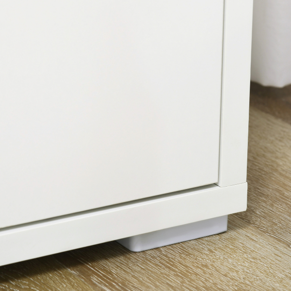 HOMCOM Aparador de Sala de Estar Armário de Armazenamento com 2 Portas e Prateleira Ajustável 80x37x75 cm Branco e Madeira - Image 9