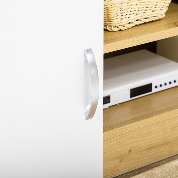 HOMCOM Móvel para TV com 2 Portas e Armazenamento de 2 Níveis para Televisores de até 60 Polegadas 130x39,6x48cm Branco e Madeira - Image 8