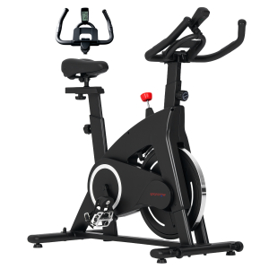 SPORTNOW Bicicleta Estática Bicicleta Fitness com Volante de Inércia de 15 kg Ecrã LED Guiador e Assento Ajustável 108x53x111 cm Preto