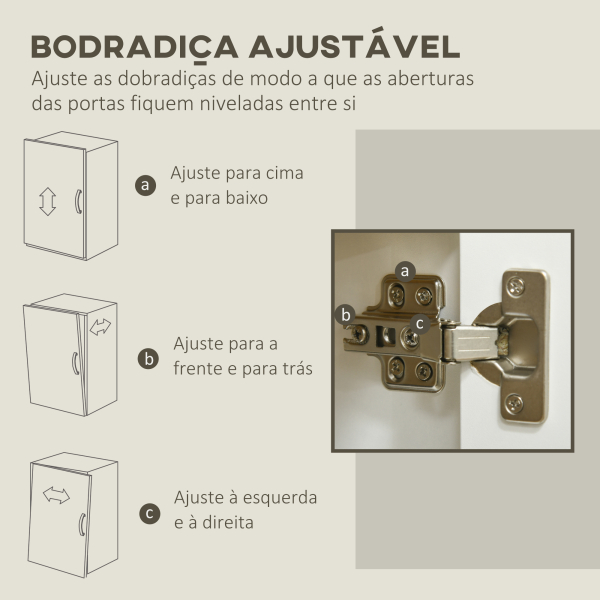 HOMCOM Aparador de Sala de Estar Armário de Armazenamento com 3 Portas e Prateleiras Ajustáveis 120x37x75 cm Branco e Madeira - Image 6