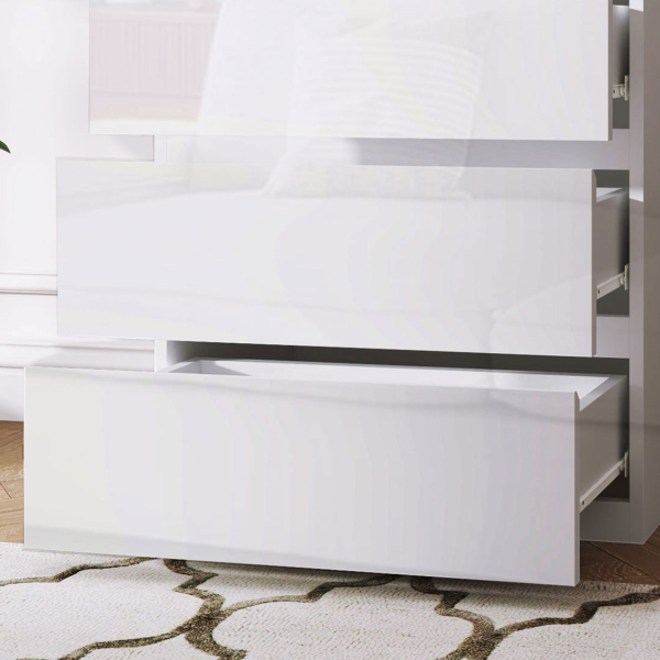 HOMCOM Cómoda com 5 Gavetas de Madeira Cómoda de Dormitório Cómoda Branca Estilo Moderno 55x33x80 cm Branco Brilhante - Image 7