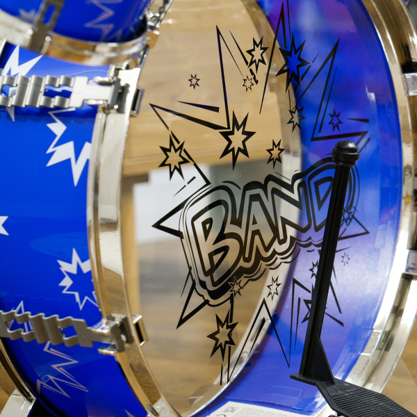 AIYAPLAY Bateria Infantil com Banco Bateria para Crianças acima de 3 Anos com Pedal e Baqueta Desenho de Estrelas 65x22x57 cm Azul - Image 8