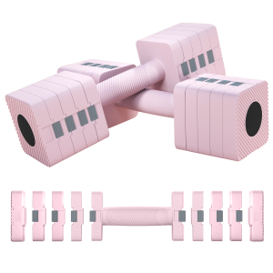 SPORTNOW Halteres Ajustáveis 5 kg Conjunto de Halteres com Pega Antiderrapante Conjunto de Halteres para Treino Rosa