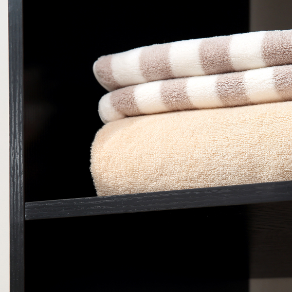 HOMCOM Roupeiro de Madeira Móvel Armário Roupeiro Aberto com Barra para Pendurar e 3 Prateleiras Organizadoras 80x40x128 cm Preto - Image 8