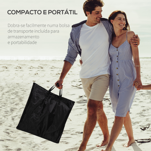 Outsunny Conjunto de 2 Esteiras de Praia com Encosto Reclinável em 5 Níveis Bolsa de Transporte e Apoio de Cabeça 48x134x33-43 cm Preto - Image 6
