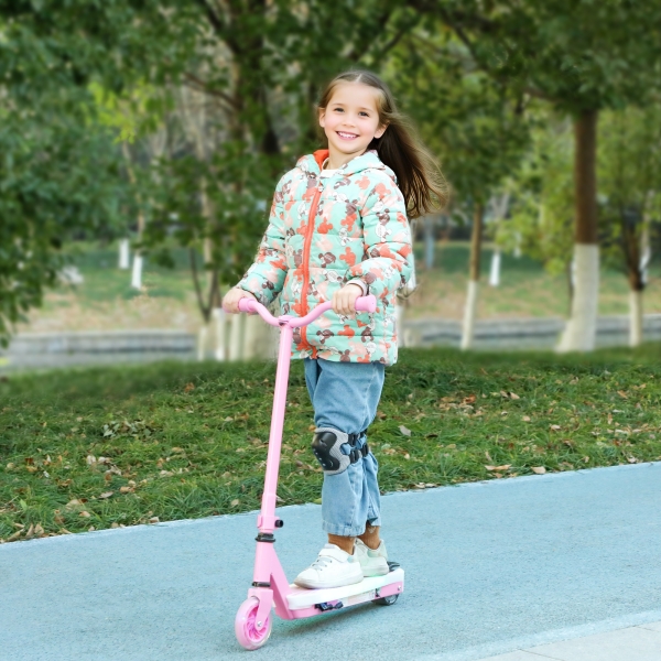 AIYAPLAY Trotinete Elétrica para Crianças Máx. 6 km/h Motor 80 W Autonomia Máxima 8 km com Luzes LED Travão Traseiro Rosa - Image 2