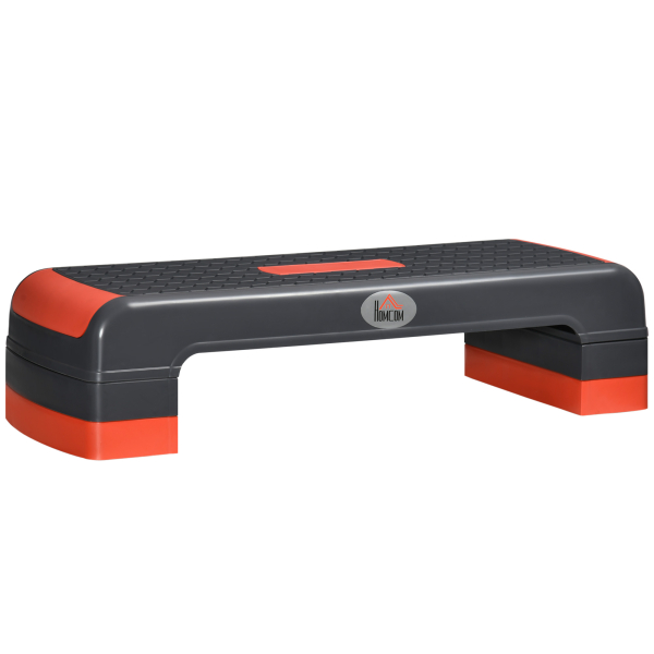HOMCOM Plataforma Step Fitness com Altura Ajustável de 10/15/20cm Plataforma de Exercício 78x28x20cm Vermelho