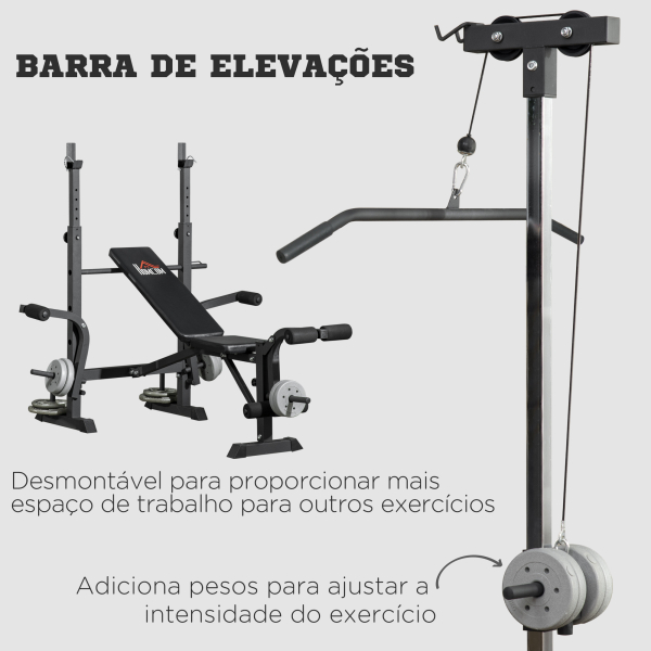 HOMCOM Banco de Pesos Multi Funcional Banco de Musculação Ajustável em 6 Posições 180x134x200cm Prata e Preto - Image 6