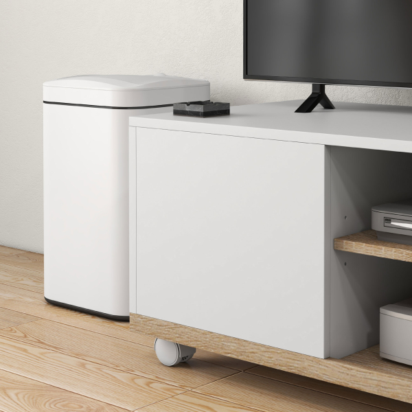 HOMCOM Móvel de TV Mesa de Sala de Estar Moderna de TV de 42 Polegadas com 4 Rodas 80x45x39,5 cm Branco - Image 9