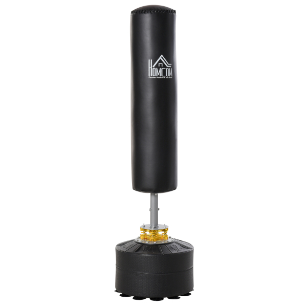 HOMCOM Saco de Boxe de Pé para Adultos 170 cm Altura Ajustável em 3 Níveis Punching Ball com Base Preenchível  Ø50x 170 cm Preto