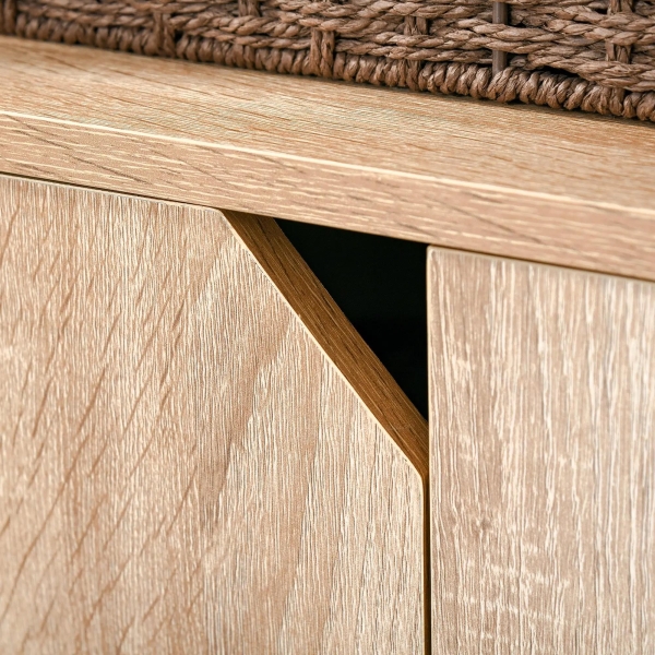 HOMCOM Estante para Livros com Múltiplas Prateleiras Abertas e 1 Armário com Porta Dupla Estante de Armazenamento para Escritório Sala de Estar 80x35x97cm Madeira Natural - Image 8
