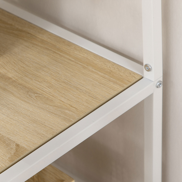 HOMCOM Estante de Armazenamento para Livros com Estrutura de Aço para Escritório Sala de Estar Estúdio 83x34x180cm Carvalho e Branco - Image 7