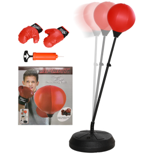AIYAPLAY Punching Ball para Crianças Kit de Boxe para Crianças com Luvas de Boxe Altura Ajustável 122,5-147 cm e Base Preenchível Vermelho