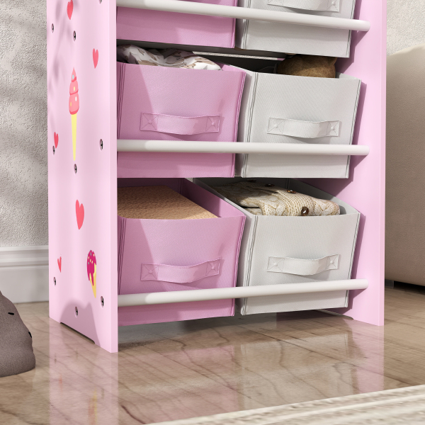 AIYAPLAY Estante para Brinquedos com 6 Caixas de Tecido não Tecido Amovíveis Organizador de Brinquedos para 43x30x60 cm Rosa - Image 9