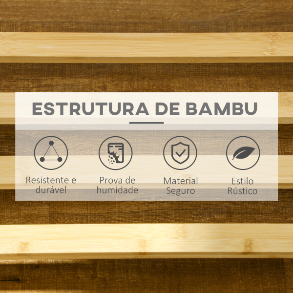 HOMCOM Suporte para Cabides de Bambu com Rodas Porta Cabides Multifuncional com 6 Ganchos Barra e Prateleira 100x37x191 cm Madeira - Image 5