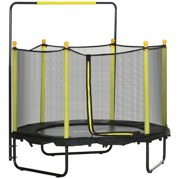 ZONEKIZ Trampolim Infantil com Rede de Segurança Barra Ajustável para Interior e Exterior Ø140x120-140 cm Preto