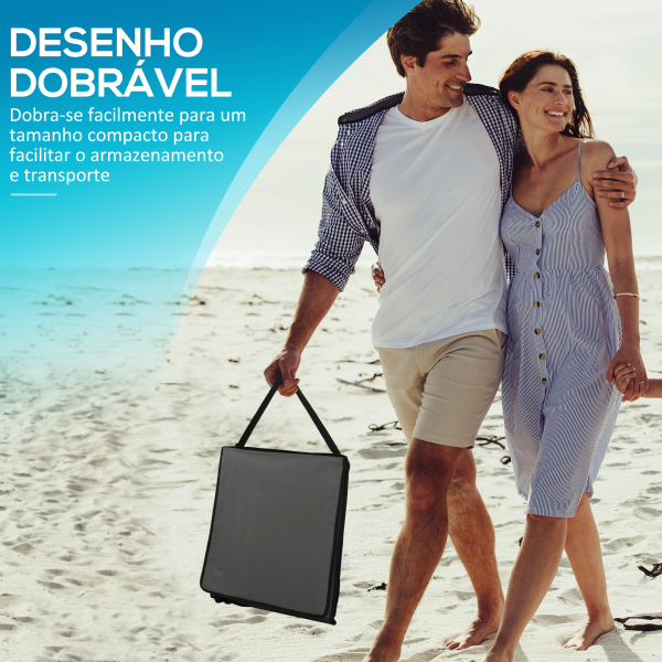 Outsunny Conjunto de 2 Esteiras de Praia Dobrável Esteiras Acolchoadas com Encosto Reclinável 142x51x40 cm Cinza - Image 6