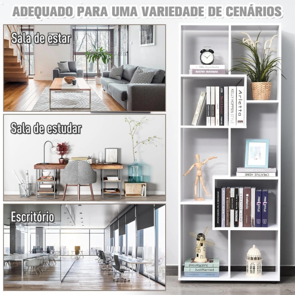 HOMCOM Estante Vertical Multifuncional com 8 Prateleiras Largas 70x24x178cm Branco - Image 7