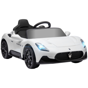 AIYAPLAY Carro Elétrico para Crianças com Licença Maserati MC20 com Bateria 12V Controlo Remoto Farois Buzina e Música 105x65,5x42 cm Branco