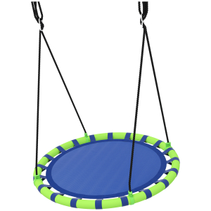 AIYAPLAY Baloiço para Crianças Redondo Baloiço de Jardim Infantil Ajustável Impermeável Carga 150kg Ø100x180 cm Preto e Azul