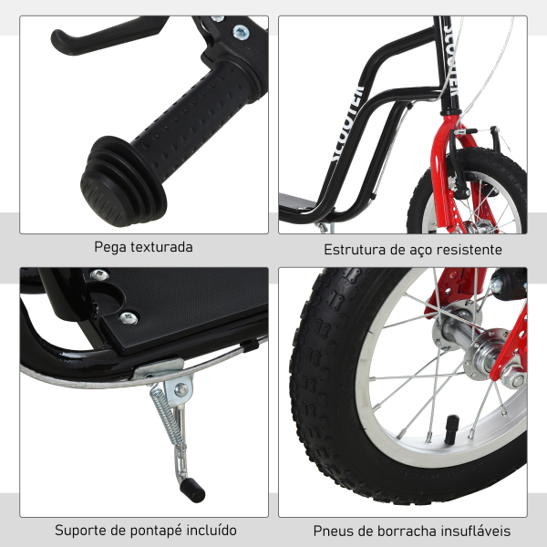 HOMCOM Trotinete para Crianças com Guiador Ajustável em Altura Travão Duplo e Estrutura de Aço 120x58x75-80 cm Preto - Image 7