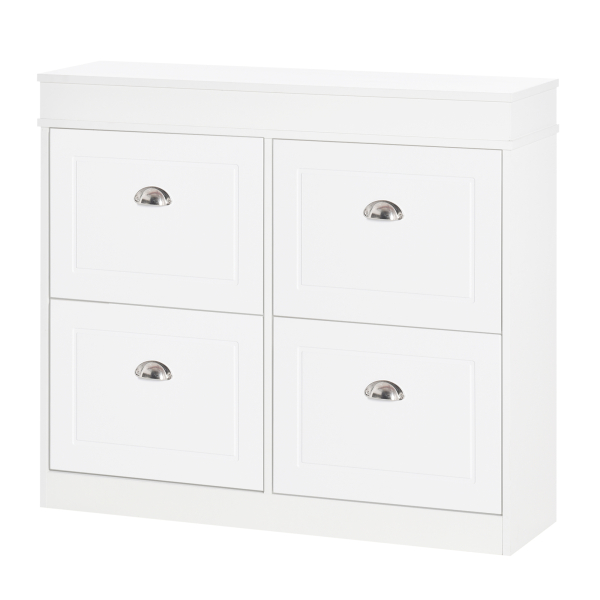 HOMCOM Móvel Sapateira de 4 Portas Estreita com Prateleiras Ajustáveis e Removíveis Capacidade de 16 Pares para Corredor Entrada 98x24x83cm Branco