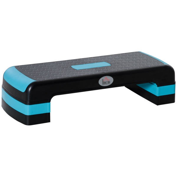 HOMCOM Plataforma Step Fitness com Altura Ajustável de 10/15/20 cm Plataforma de Exercício 78x28x20 cm Azul e Preto