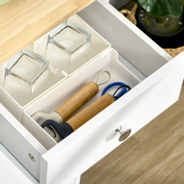 HOMCOM Aparador de Cozinha com 3 Gavetas 3 Portas e Prateleiras Ajustáveis Móvel Auxiliar de Armazenamento 101x40x85cm Branco - Image 9
