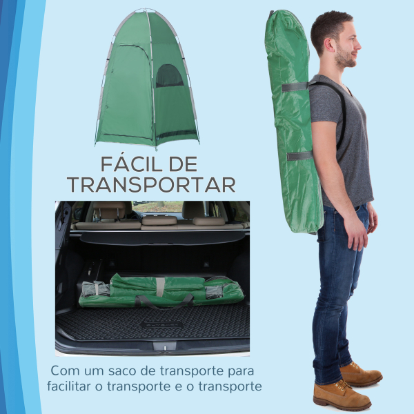 Outsunny Tenda de Duche Portátil Tenda de Privacidade Emergente 122x122x213 cm UPF30+ Trocador para Campismo Sanita Verde - Image 6