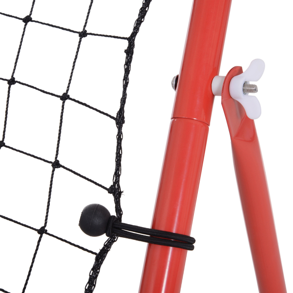 HOMCOM Rede de Rebote de Metal Rede de Rebote com Ângulo Ajustável e 20 Cordas Elásticas para Treinamento de Futebol Tenis Beisebol Desportes 96x80x96cm Vermelho - Image 8
