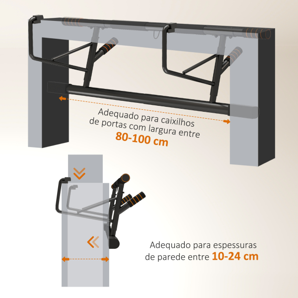 SPORTNOW Barra de Elevação Multifuncional Barra de Elevação de Parede com Bandas Elásticos de Resistência 100x50x27 cm Preto e Laranja - Image 5