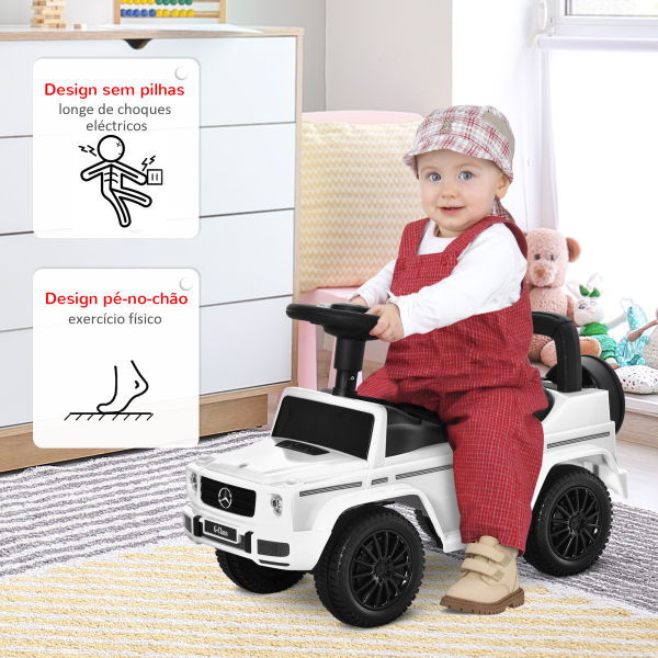 HOMCOM Carro Andador para Bebés com Licença Mercedes G350 com Compartimento de Arrumação e Volante Carga 25 kg 62,5x28,5x45 cm Branco - Image 5