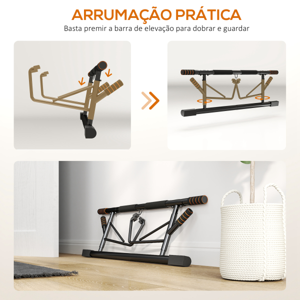 SPORTNOW Barra de Elevação Multifuncional Barra de Elevação de Parede com Bandas Elásticos de Resistência 100x50x27 cm Preto e Laranja - Image 8