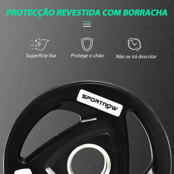 SPORTNOW Conjunto de 2 Discos de Pesos Olimpicos 10kg Ferro Fundido Placas de Peso com Orifício de 5cm Ø32x4cm Preto - Image 6